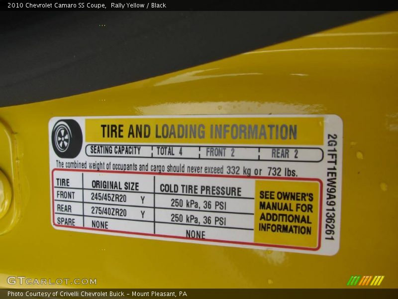 Rally Yellow / Black 2010 Chevrolet Camaro SS Coupe