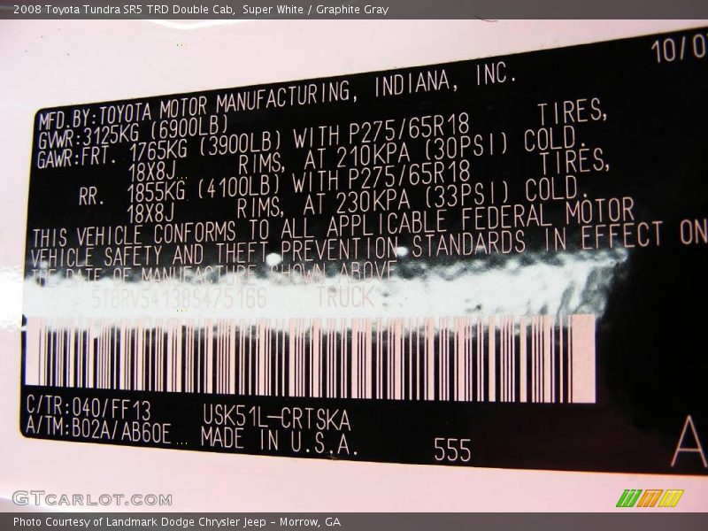 Super White / Graphite Gray 2008 Toyota Tundra SR5 TRD Double Cab