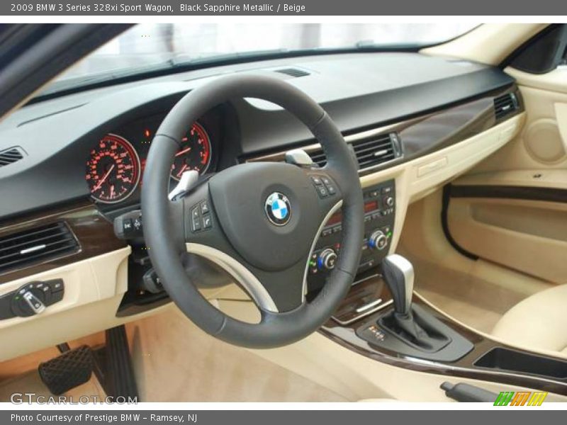 Black Sapphire Metallic / Beige 2009 BMW 3 Series 328xi Sport Wagon