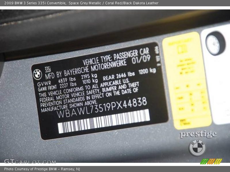 Space Grey Metallic / Coral Red/Black Dakota Leather 2009 BMW 3 Series 335i Convertible