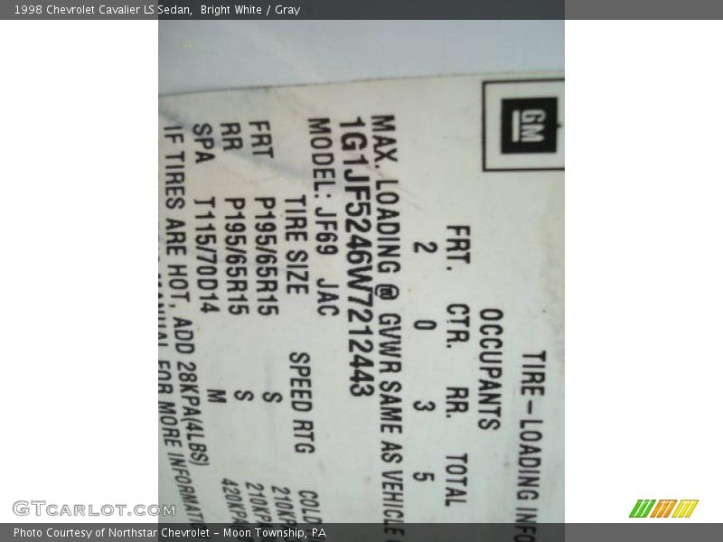 Bright White / Gray 1998 Chevrolet Cavalier LS Sedan