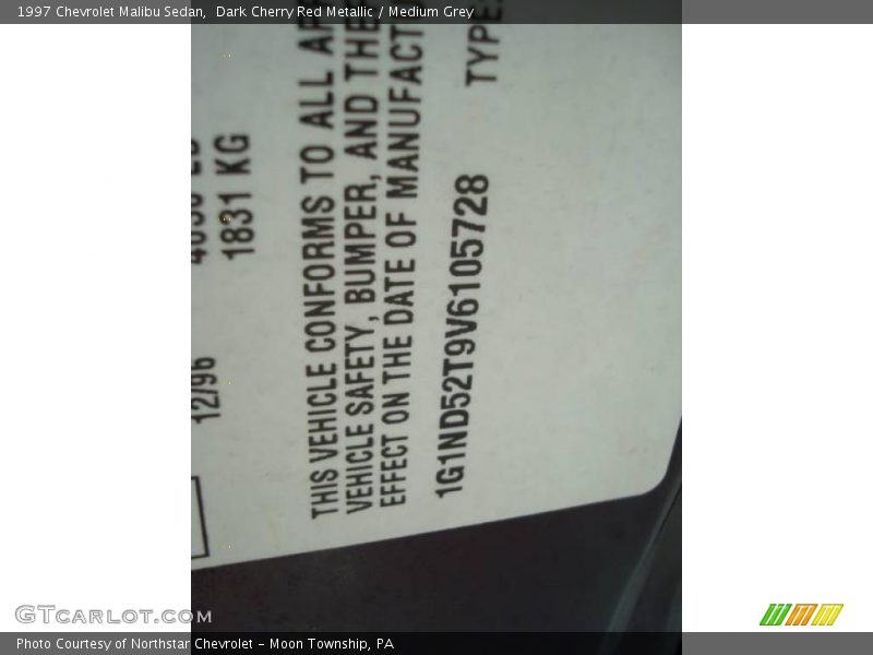 Dark Cherry Red Metallic / Medium Grey 1997 Chevrolet Malibu Sedan