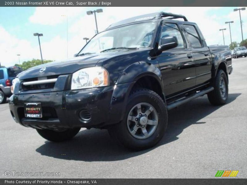 Super Black / Beige 2003 Nissan Frontier XE V6 Crew Cab