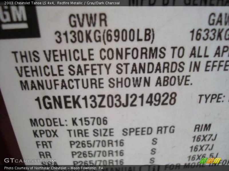 Redfire Metallic / Gray/Dark Charcoal 2003 Chevrolet Tahoe LS 4x4