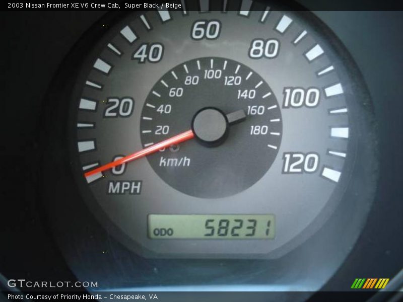 Super Black / Beige 2003 Nissan Frontier XE V6 Crew Cab