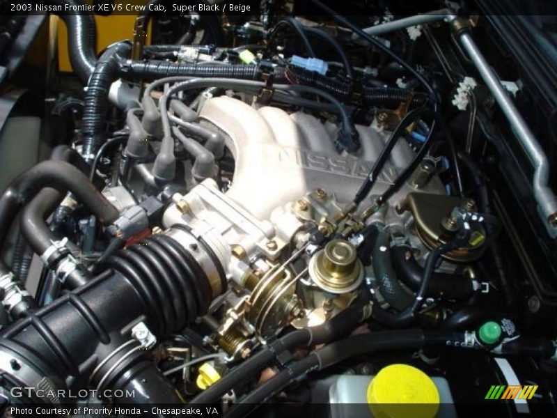 Super Black / Beige 2003 Nissan Frontier XE V6 Crew Cab
