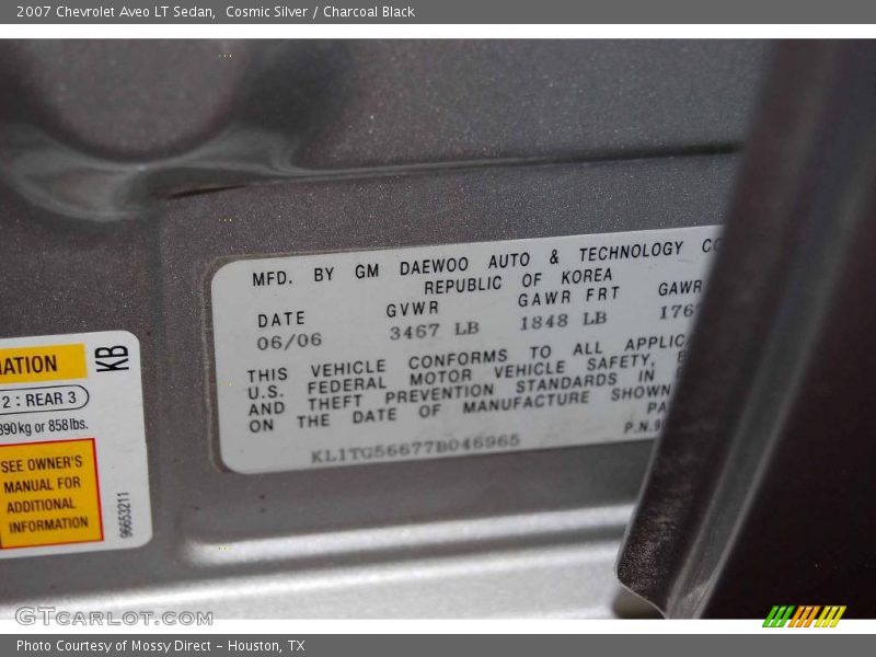 Cosmic Silver / Charcoal Black 2007 Chevrolet Aveo LT Sedan