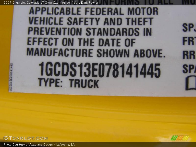 Yellow / Very Dark Pewter 2007 Chevrolet Colorado LT Crew Cab