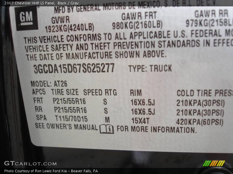 Black / Gray 2007 Chevrolet HHR LS Panel