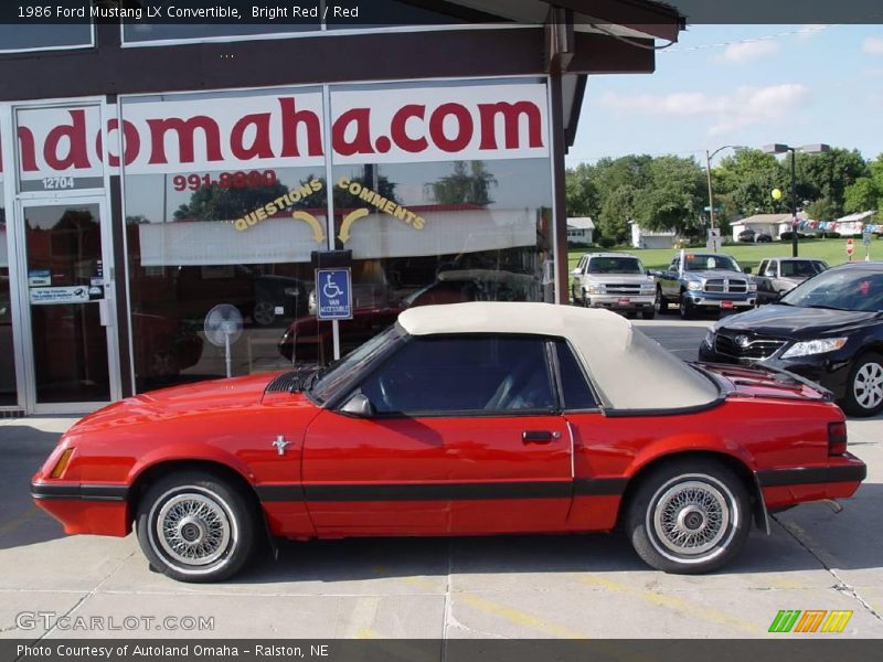 Bright Red / Red 1986 Ford Mustang LX Convertible