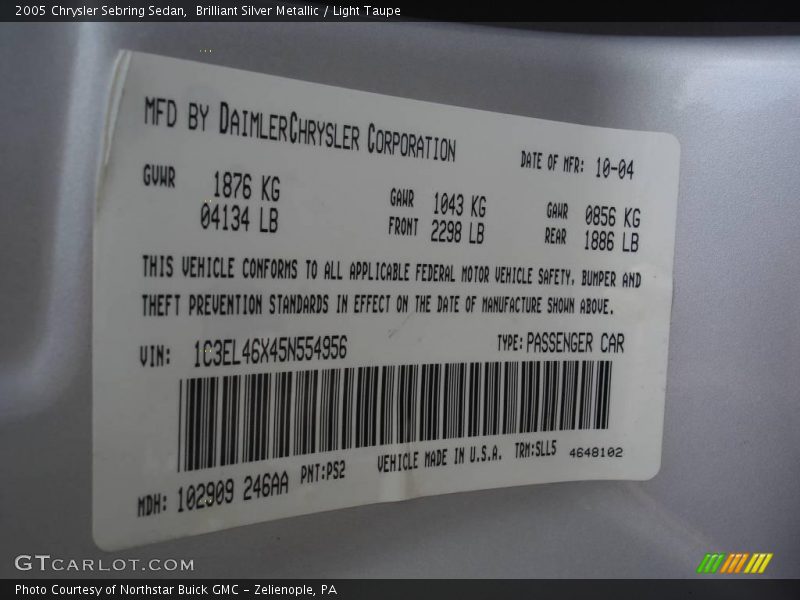 Brilliant Silver Metallic / Light Taupe 2005 Chrysler Sebring Sedan