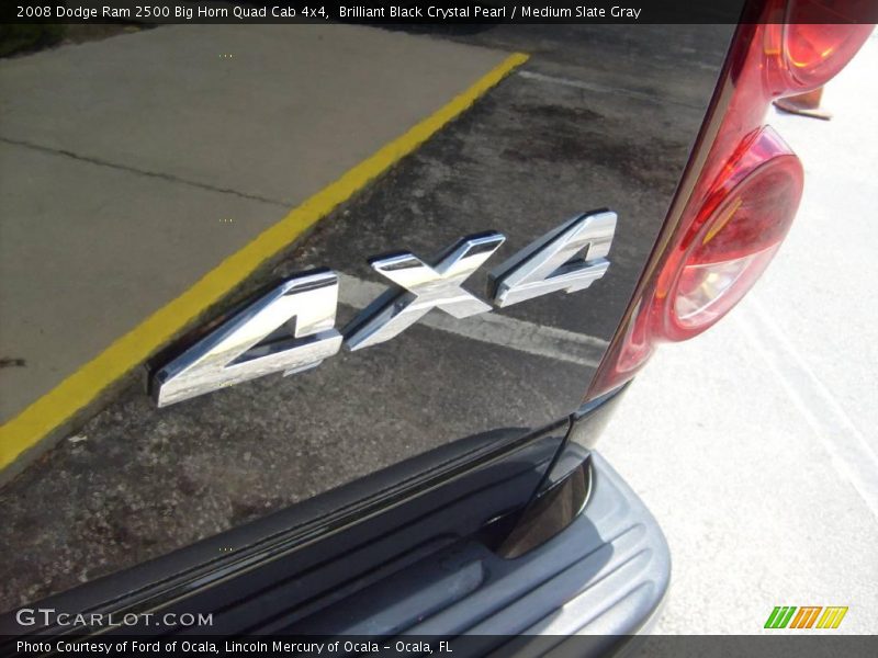 Brilliant Black Crystal Pearl / Medium Slate Gray 2008 Dodge Ram 2500 Big Horn Quad Cab 4x4