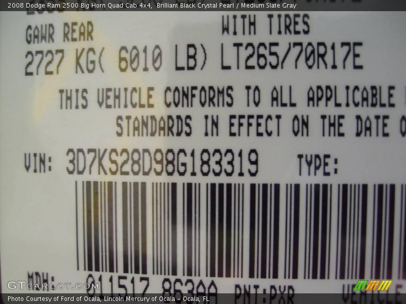 Brilliant Black Crystal Pearl / Medium Slate Gray 2008 Dodge Ram 2500 Big Horn Quad Cab 4x4