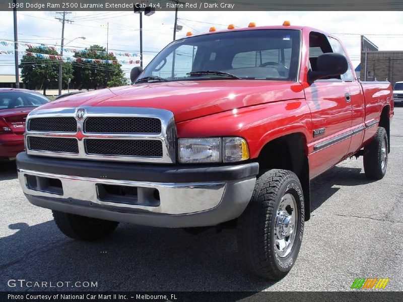 Flame Red / Dark Gray 1998 Dodge Ram 2500 Laramie Extended Cab 4x4
