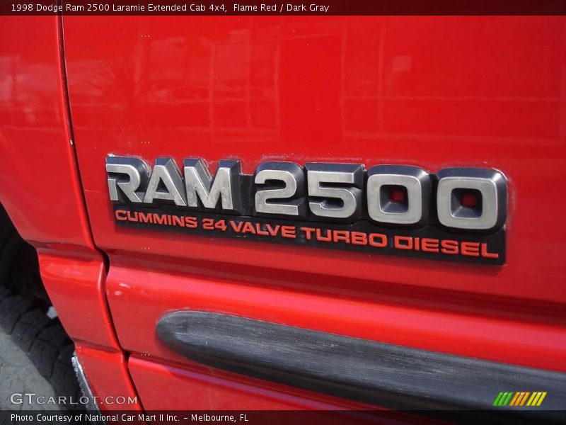 Flame Red / Dark Gray 1998 Dodge Ram 2500 Laramie Extended Cab 4x4