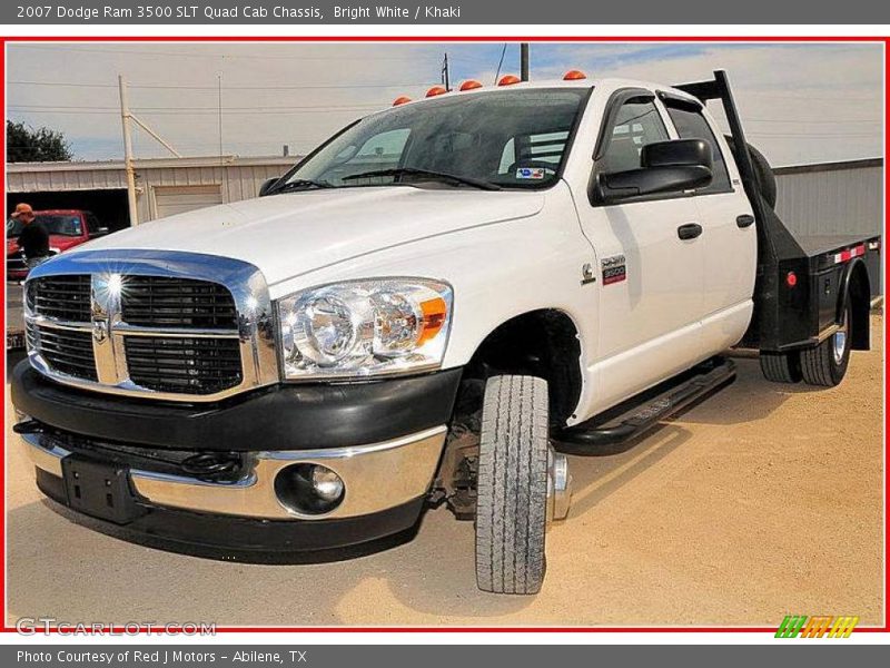Bright White / Khaki 2007 Dodge Ram 3500 SLT Quad Cab Chassis