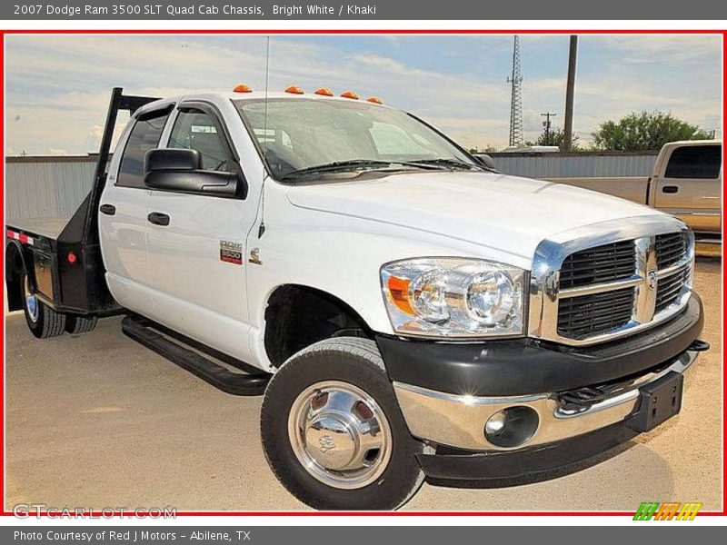 Bright White / Khaki 2007 Dodge Ram 3500 SLT Quad Cab Chassis