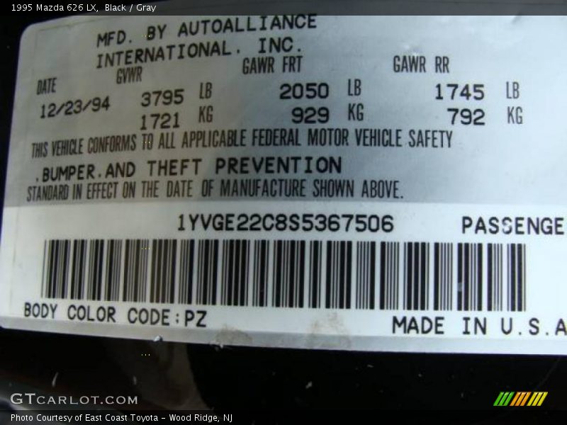 Black / Gray 1995 Mazda 626 LX