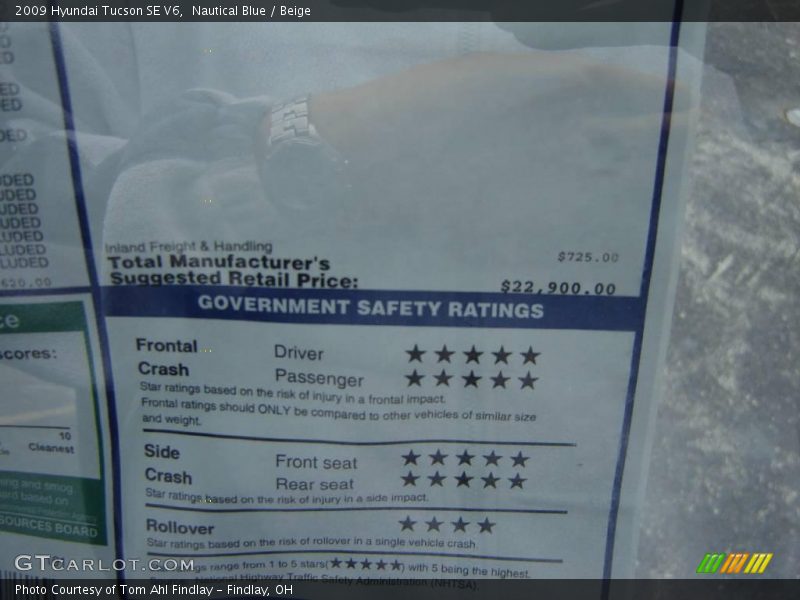 Nautical Blue / Beige 2009 Hyundai Tucson SE V6