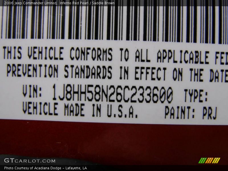 Inferno Red Pearl / Saddle Brown 2006 Jeep Commander Limited