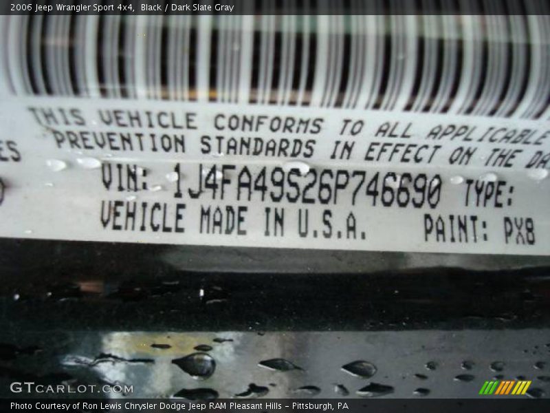 Black / Dark Slate Gray 2006 Jeep Wrangler Sport 4x4