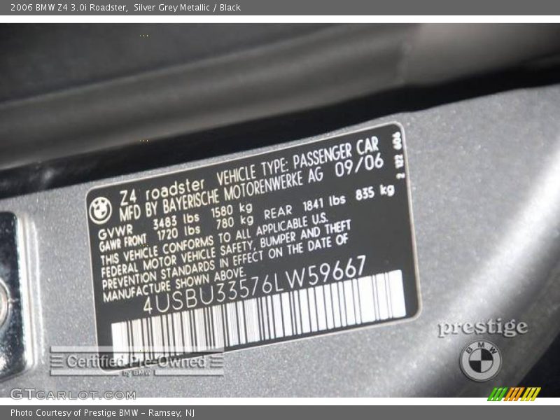 Silver Grey Metallic / Black 2006 BMW Z4 3.0i Roadster