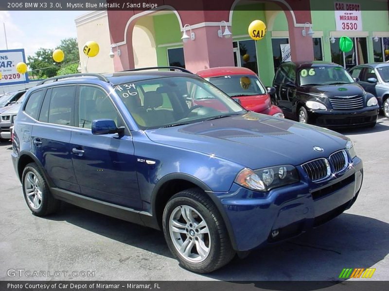 Mystic Blue Metallic / Sand Beige 2006 BMW X3 3.0i