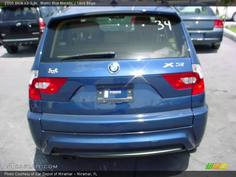 Mystic Blue Metallic / Sand Beige 2006 BMW X3 3.0i