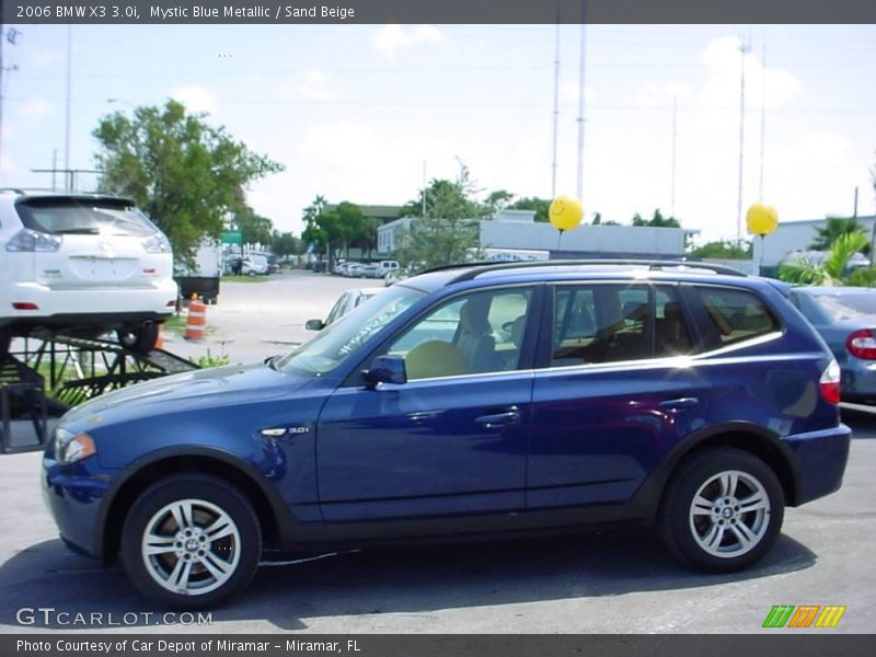 Mystic Blue Metallic / Sand Beige 2006 BMW X3 3.0i