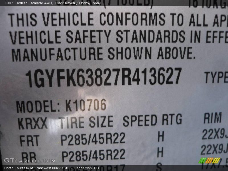 Black Raven / Ebony/Ebony 2007 Cadillac Escalade AWD