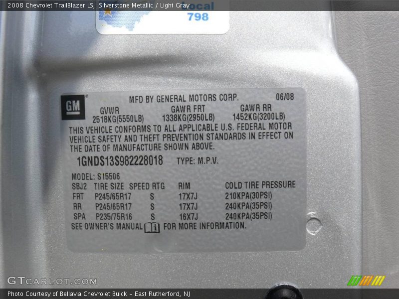 Silverstone Metallic / Light Gray 2008 Chevrolet TrailBlazer LS