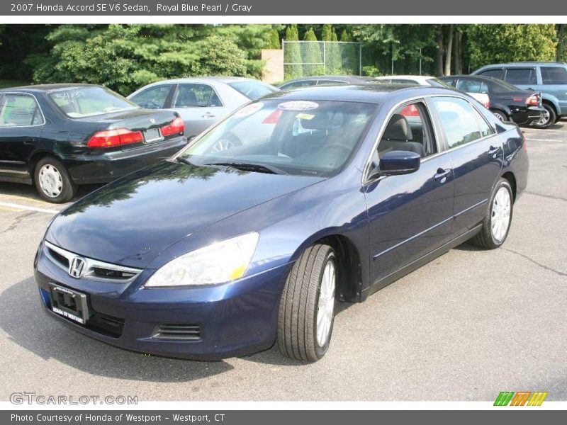 Royal Blue Pearl / Gray 2007 Honda Accord SE V6 Sedan