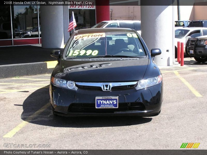 Nighthawk Black Pearl / Gray 2008 Honda Civic LX Sedan