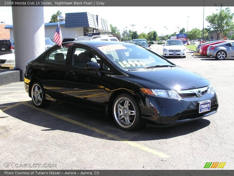 Nighthawk Black Pearl / Gray 2008 Honda Civic LX Sedan