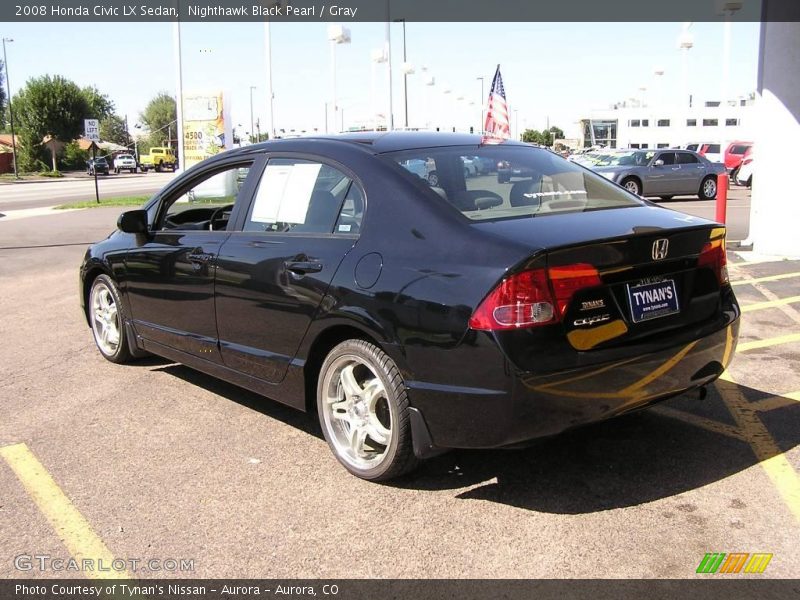 Nighthawk Black Pearl / Gray 2008 Honda Civic LX Sedan
