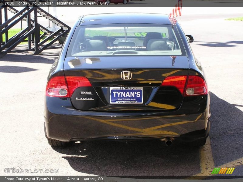 Nighthawk Black Pearl / Gray 2008 Honda Civic LX Sedan