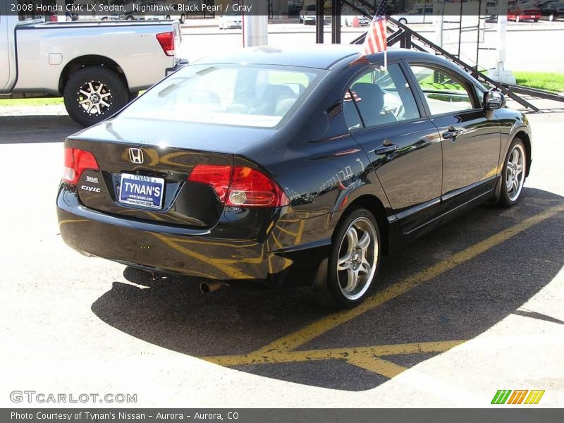 Nighthawk Black Pearl / Gray 2008 Honda Civic LX Sedan