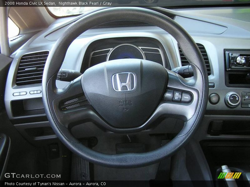 Nighthawk Black Pearl / Gray 2008 Honda Civic LX Sedan