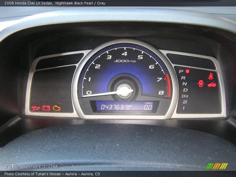 Nighthawk Black Pearl / Gray 2008 Honda Civic LX Sedan
