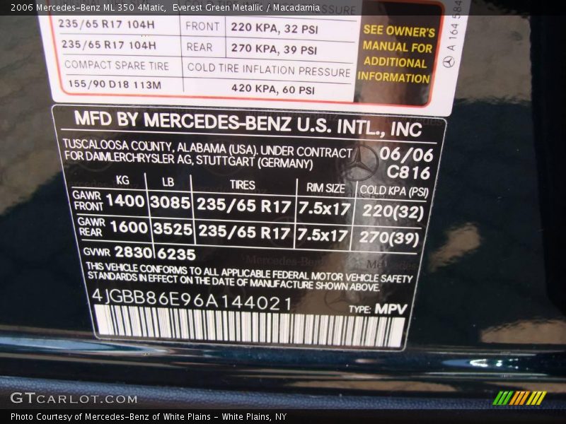 Everest Green Metallic / Macadamia 2006 Mercedes-Benz ML 350 4Matic