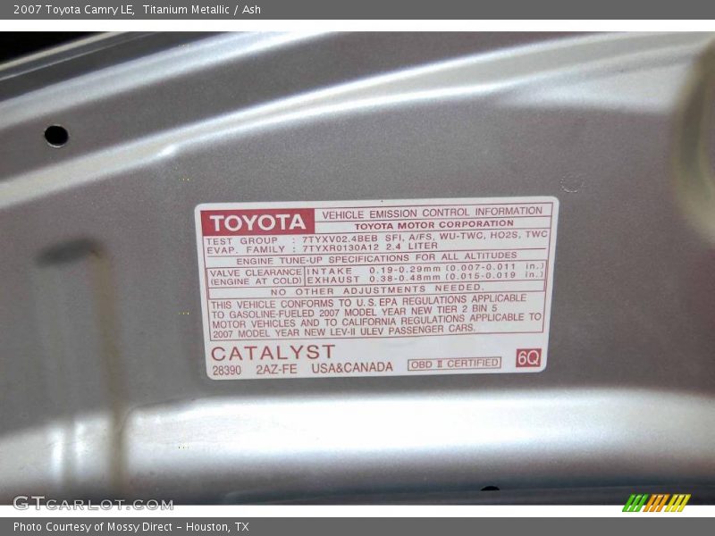 Titanium Metallic / Ash 2007 Toyota Camry LE