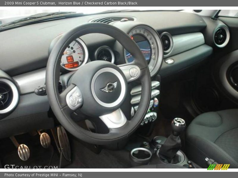 Horizon Blue / Checkered Carbon Black/Black 2009 Mini Cooper S Clubman
