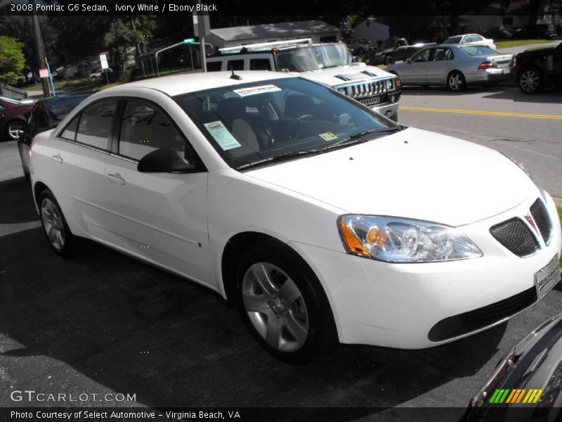 Ivory White / Ebony Black 2008 Pontiac G6 Sedan