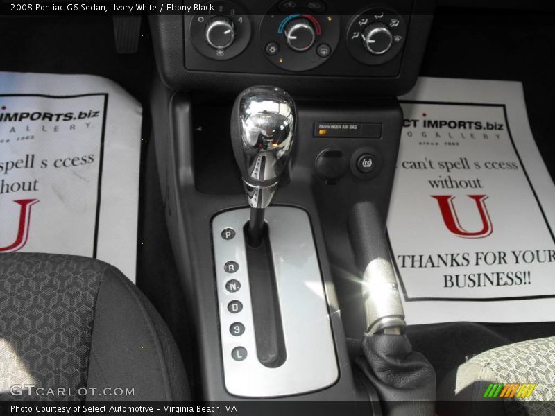 Ivory White / Ebony Black 2008 Pontiac G6 Sedan