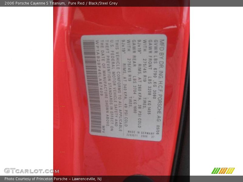 Pure Red / Black/Steel Grey 2006 Porsche Cayenne S Titanium