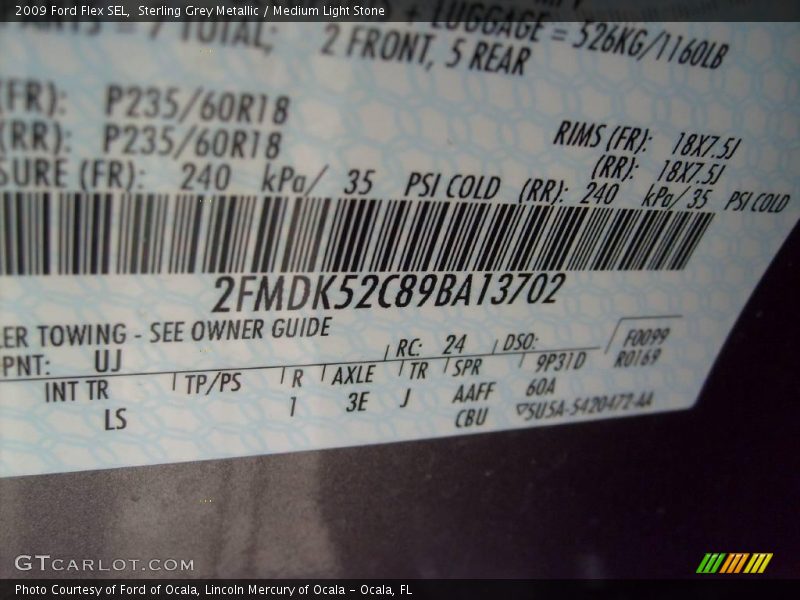 Sterling Grey Metallic / Medium Light Stone 2009 Ford Flex SEL