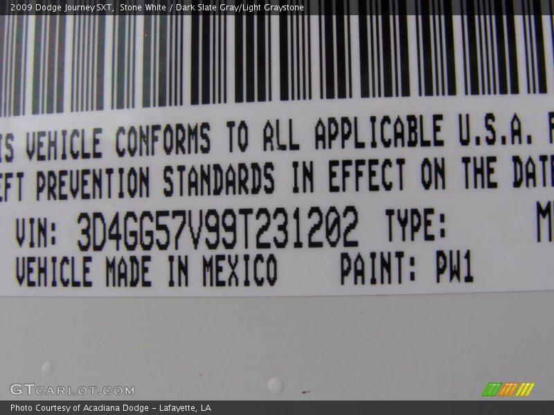 Stone White / Dark Slate Gray/Light Graystone 2009 Dodge Journey SXT
