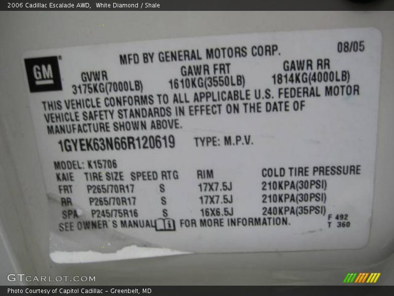 White Diamond / Shale 2006 Cadillac Escalade AWD