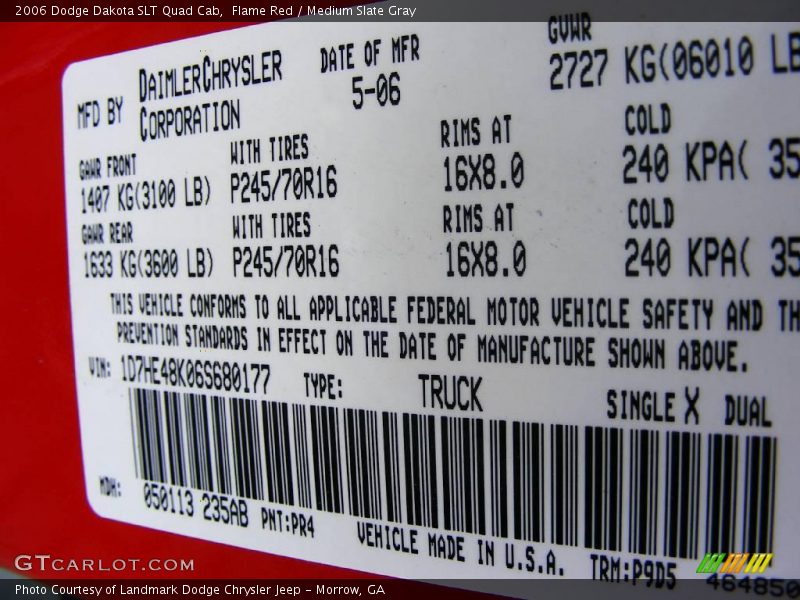 Flame Red / Medium Slate Gray 2006 Dodge Dakota SLT Quad Cab