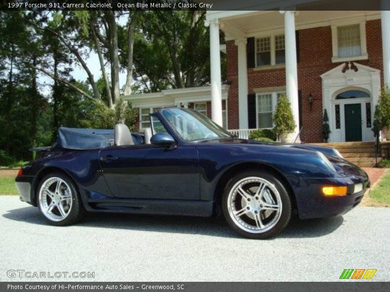Ocean Blue Metallic / Classic Grey 1997 Porsche 911 Carrera Cabriolet
